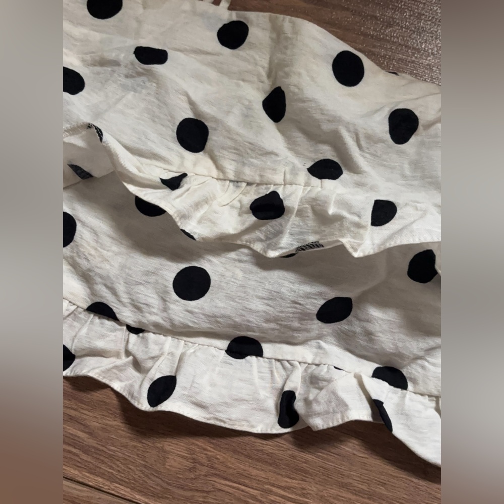 TOPSHOP Polka Dot Ruffle Crop Top - Black & White - Picture 3 of 5